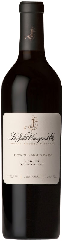 Merlot wine bottle from Howell Mountain, Napa Valley, 2014 vintage.